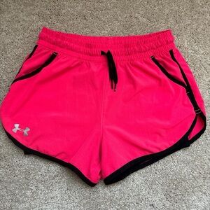 Under Armour Pink and Black Athletic Shorts Moisture-Wicking Relaxed Fit